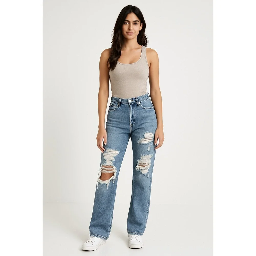 Levi's Women's Mid-Rise '94 Baggy Wide Leg Jeans - Take Chances 28x29 Distressed